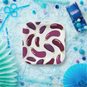 Assiettes En Carton Plaque en papier imprimée de l'aubergine (Fête)