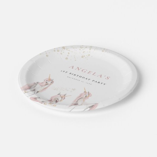 Assiettes En Carton Plaque en papier magique Unicorne (Angle)