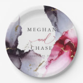 Assiettes En Carton Plaque en papier marbré pour Crimson et Améthyste (Devant)