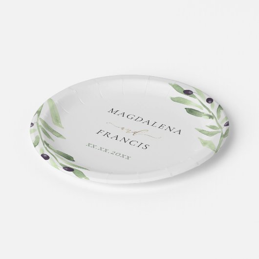 Assiettes En Carton plaque en papier mariage à branche d'olivier (Angle)