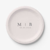Assiettes En Carton Plaque en papier Mariage de monogramme transparent (Devant)