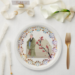Assiettes En Carton Plaque en papier moine bouddhiste