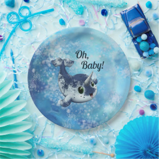 Assiettes En Carton Plaque en papier Narwhal Bubbly Baby