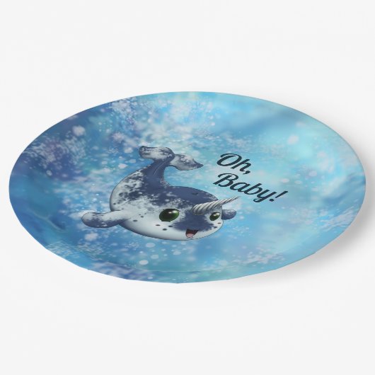 Assiettes En Carton Plaque en papier Narwhal Bubbly Baby (Angle)
