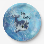 Assiettes En Carton Plaque en papier Narwhal Bubbly Baby (Devant)