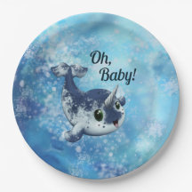 Plaque en papier Narwhal Bubbly Baby