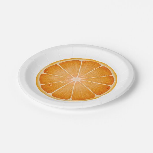 Assiettes En Carton Plaque en papier orange (Angle)