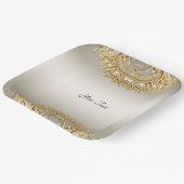 Assiettes En Carton Plaque en papier orné or (Angulaire)