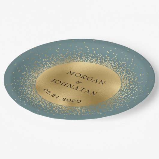 Assiettes En Carton Plaque en papier Pastel Celestie Gold Moon (Angle)