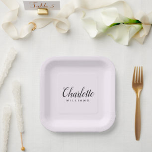 Assiettes En Carton Plaque en papier Pastel Pink Monogram