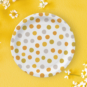 Assiettes En Carton Plaque en papier pois aux tons ocres