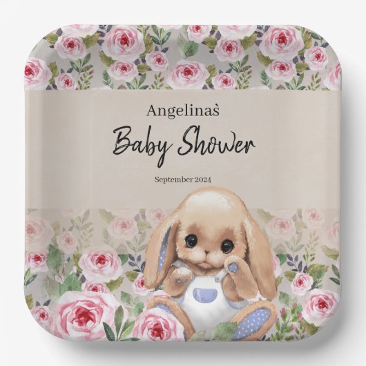 Assiettes En Carton Plaque en papier pour baby shower avec design mign (Recto)