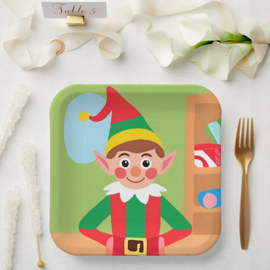 Assiettes En Carton Plaque en papier pour elfe de Noël (Mariage)