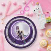 Assiettes En Carton Plaque en papier pour enfant de lune violette (Fête)