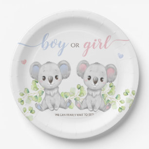 Assiettes En Carton Plaque en papier pour Koala Gender Reveal Party.