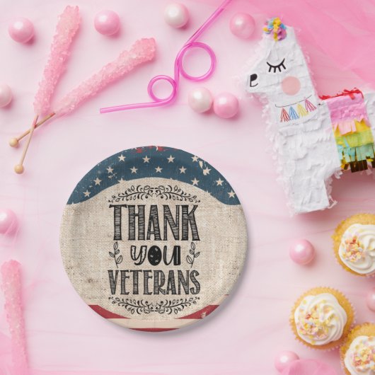 Assiettes En Carton Plaque en papier pour vétérans Merci (Fête)