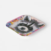 Assiettes En Carton Plaque en papier Raccoon & fleurs (Angulaire)