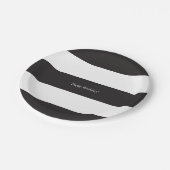 Assiettes En Carton Plaque en papier rayé noir et blanc classique (Angle)