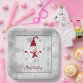 Assiettes En Carton Plaque en papier Red Cute Snowman (Fête)