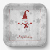 Assiettes En Carton Plaque en papier Red Cute Snowman (Recto)