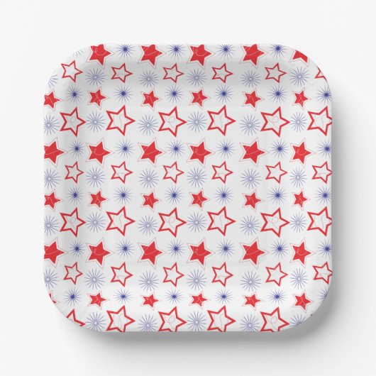 Assiettes En Carton Plaque en papier Red Stars (Recto)