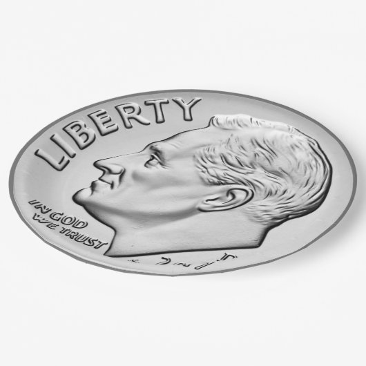 Assiettes En Carton Plaque en papier Roosevelt Dime (Angle)