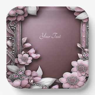 Assiettes En Carton Plaque en papier rose