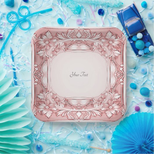 Assiettes En Carton Plaque en papier rose (Fête)