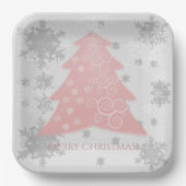 Assiettes En Carton Plaque en papier rose Festif de Noël (Recto)