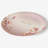 Assiettes En Carton Plaque en papier rose Feuille doré (Angle)