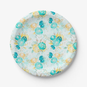 Assiettes En Carton Plaque en papier rose turquoise et jaune
