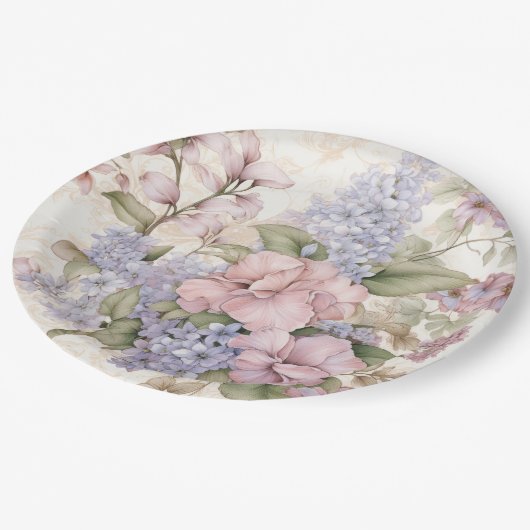 Assiettes En Carton Plaque en papier rose violet (Angle)