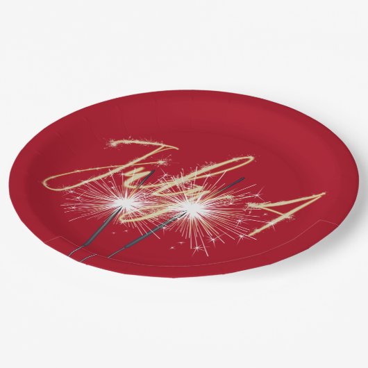 Assiettes En Carton Plaque en papier rouge 4 juillet (Angle)