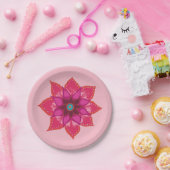 Assiettes En Carton Plaque en papier rouge Mandala (Fête)