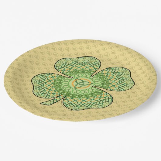 Assiettes En Carton Plaque en papier Shamrock celtique (Angle)