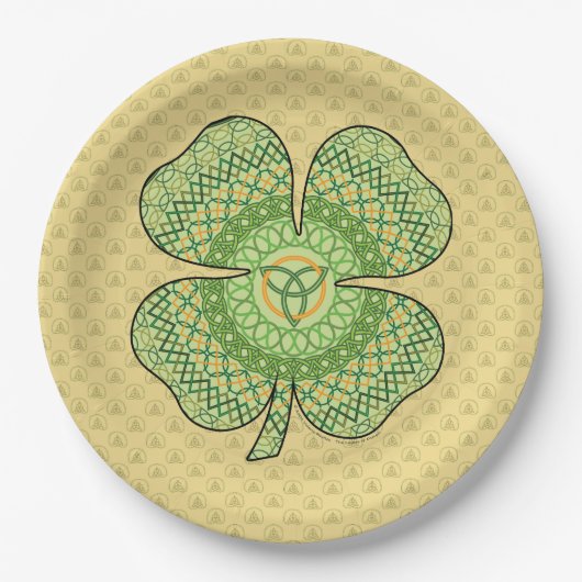 Assiettes En Carton Plaque en papier Shamrock celtique (Devant)