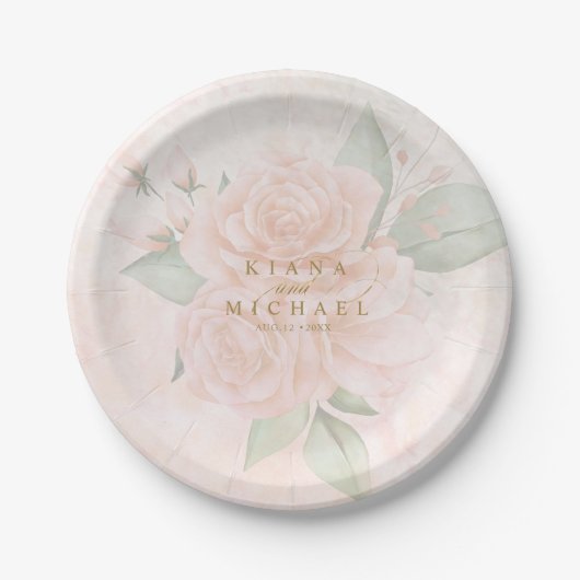 Assiettes En Carton Plaque en papier souple Rose V2 ID828 (Devant)