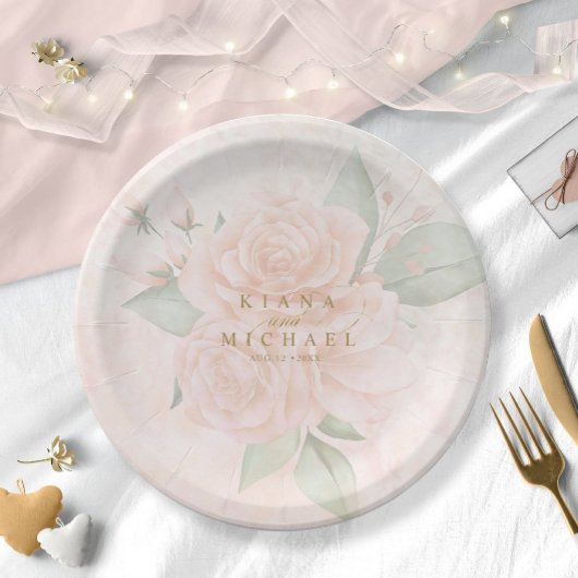 Assiettes En Carton Plaque en papier souple Rose V2 ID828