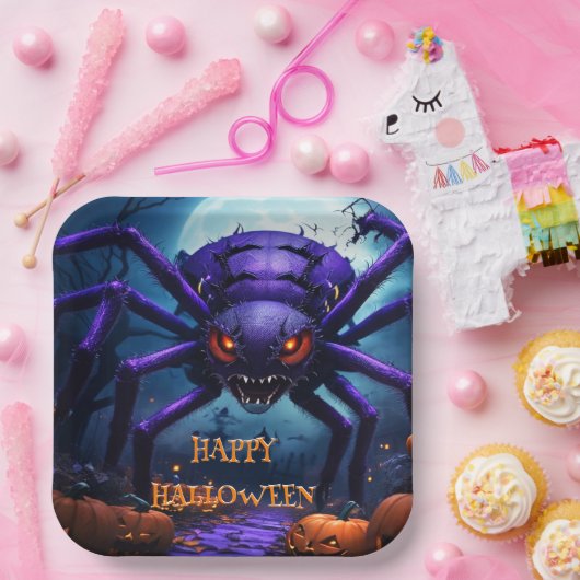 Assiettes En Carton Plaque en papier Spider Monster (Fête)