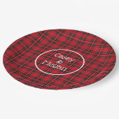 Assiettes En Carton Plaque en papier tartan rouge (Angle)