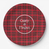 Assiettes En Carton Plaque en papier tartan rouge (Devant)
