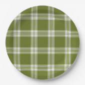 Assiettes En Carton Plaque en papier Tartan vert moderne (Devant)