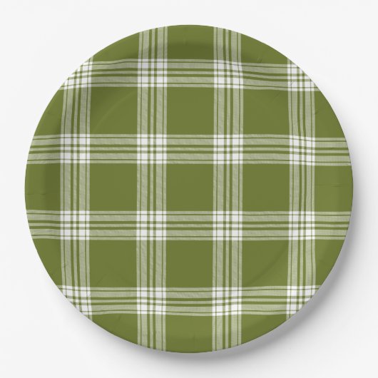 Assiettes En Carton Plaque en papier Tartan vert moderne (Devant)