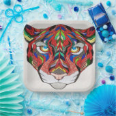 Assiettes En Carton Plaque en papier tigre (Fête)