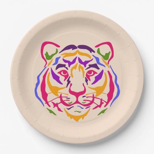 Assiettes En Carton Plaque en papier tigre (Devant)