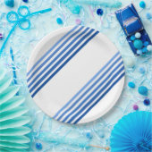 Assiettes En Carton Plaque en papier - Tons de diagonale bleue (Fête)