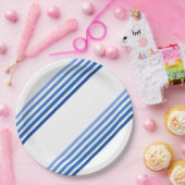 Assiettes En Carton Plaque en papier - Tons de diagonale bleue (Fête)