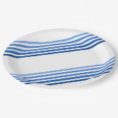 Assiettes En Carton Plaque en papier - Tons de diagonale bleue (Angle)