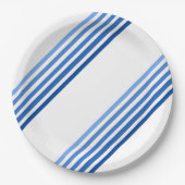 Assiettes En Carton Plaque en papier - Tons de diagonale bleue (Devant)