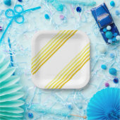 Assiettes En Carton Plaque en papier - Tons de diagonale jaune (Fête)